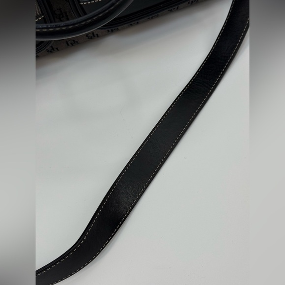 VTG Dooney & Bourke Canvas Double Pocket Satchel Gray DB Monogram Crossbody - Picture 6 of 16